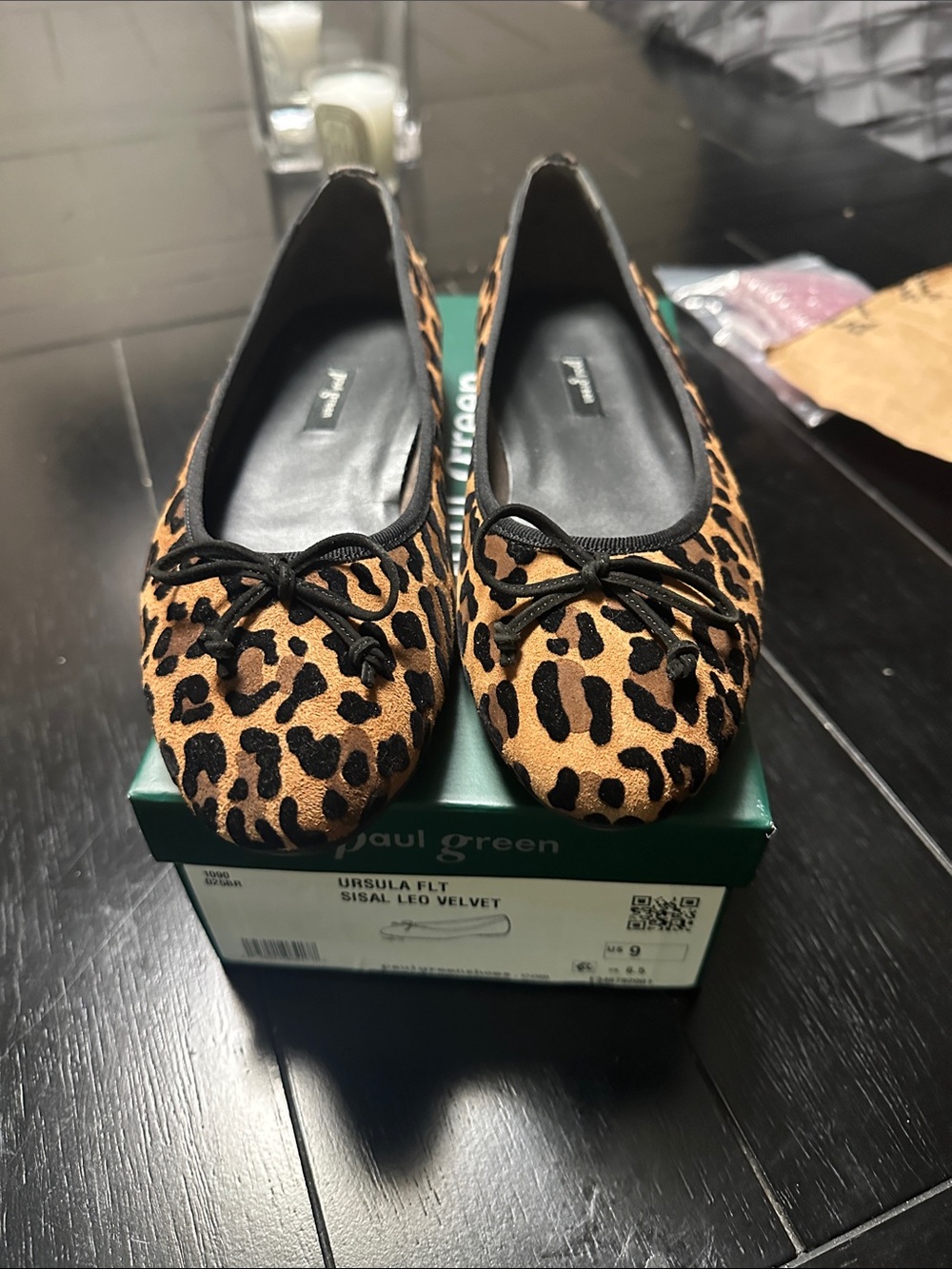 Paul Green Leopard-Print Ballet Flats in Tan and Black